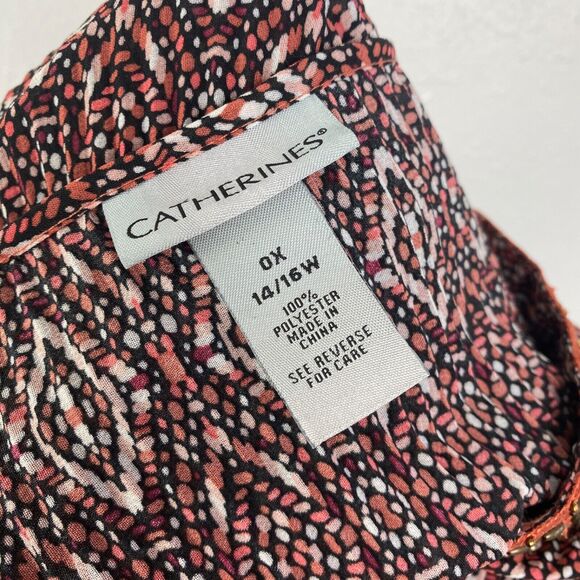 Catherines Womens Tunic Blouse 14/16 0X Boho Pleated Beaded 3/4 Bell Sleeves - Picture 9 of 10